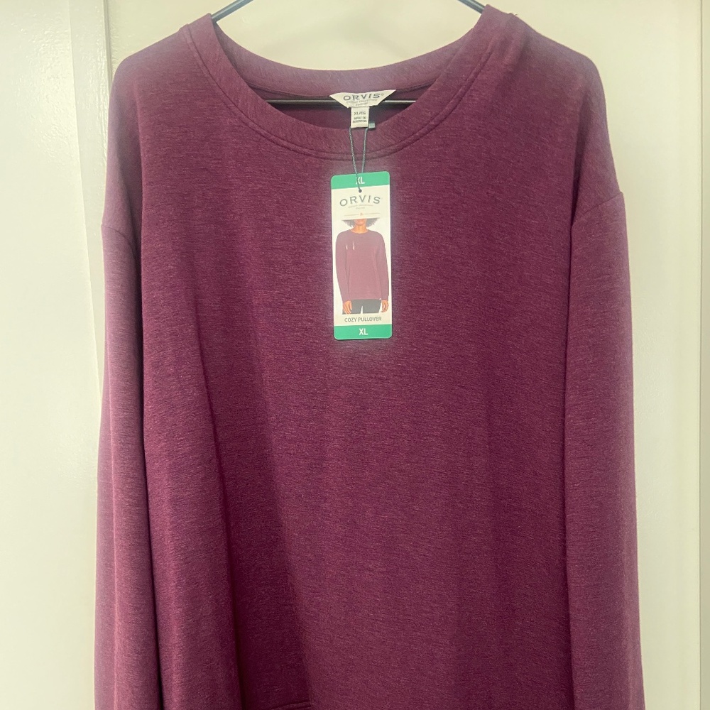 NWT Orvis Women’s Long Sleeve Cozy Fleece Crewneck Sweatshirt Hiking Modal XL